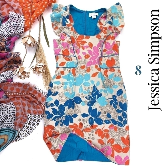 Jessica Simpson Floral Boho Dress Sz 8 - Picture 1 of 14
